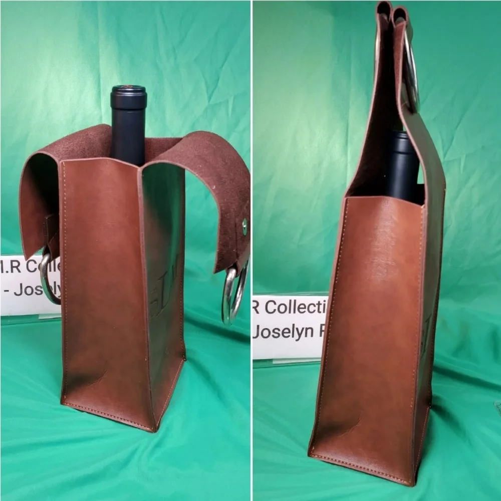 Admiral Brown Leather Wine Tote Carrier for Single Bottle